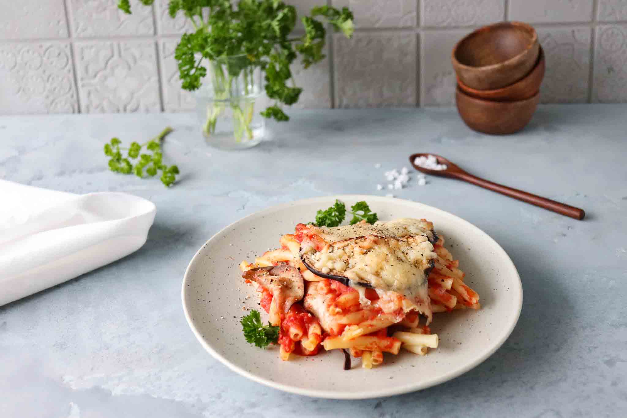 Nudelauflauf mit Aubergine